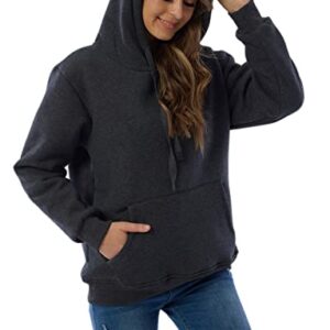 Haellun Womens Casual Winter Warm Fleece Sherpa Lined Pullover Hooded Sweatshirt (Dark grey, Small)