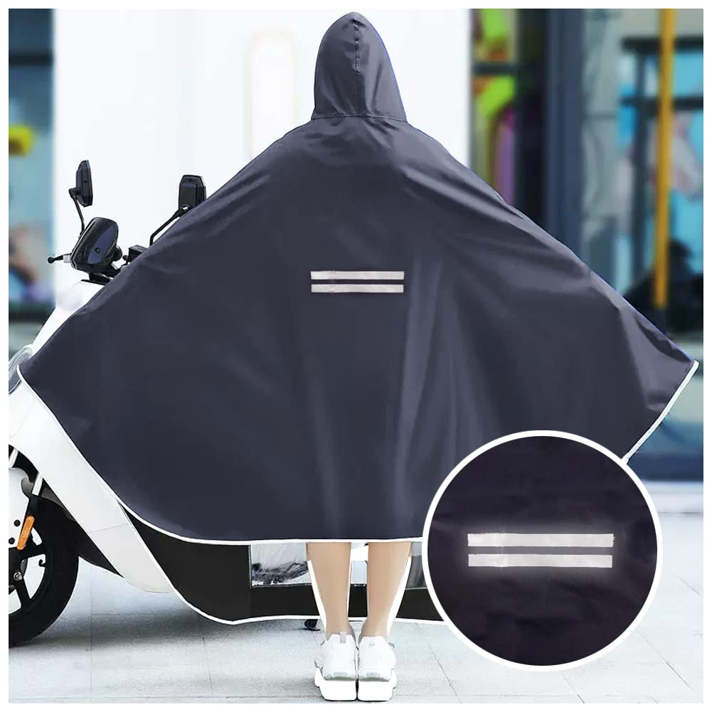 Unisex Adult Poncho Waterproof Rain Poncho Outdoors Bike Ebike Motorcycle Scooter Cycling Jacket Raincoat Cape Rain Cover (Navy)