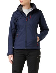 helly hansen women's crew hooded waterproof windproof breathable rain jacket, 598 navy, medium