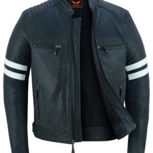 A&H Apparel Mens Top Grain Cowhide Biker Light weight Motorcycle Real Leather Jacket (as1, alpha, s, regular, regular)