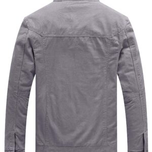 WenVen Men's Casual Canvas Cotton Military Utility Jacket (Light Grey,2XL)