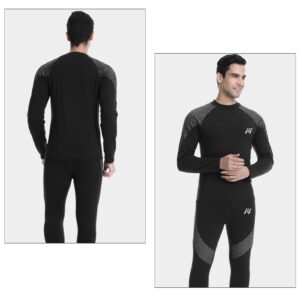 MEETWEE Thermal Underwear for Men, Fleece Lined Base Layer Set Cold Weather Ski Gear Top & Long Johns for Skiing Motorcycle Black