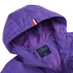 Jingle Bongala Boys Girls Lightweight Breathable Raincoat Waterproof Hooded Rain Jacket Windbreaker Easy to Fold-Purple-140