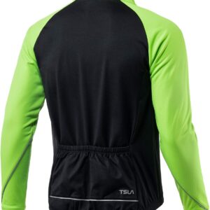 TSLA Men's Winter Cycling Jackets, Cold Weather Workout Running Jacket, Warm Thermal Softshell Bike Windbreaker, Cycling Windproof Jacket Neon Green, Medium