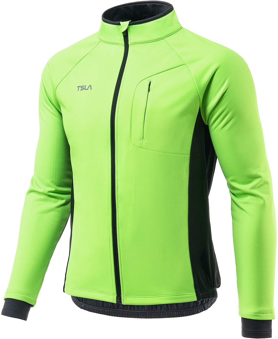 TSLA Men's Winter Cycling Jackets, Cold Weather Workout Running Jacket, Warm Thermal Softshell Bike Windbreaker, Cycling Windproof Jacket Neon Green, Medium