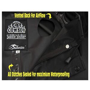 Southwestern Equine American Cowboy Saddle Slicker Rain Coat Duster – 100% Waterproof Full Length Unisex (Black, X-Large)