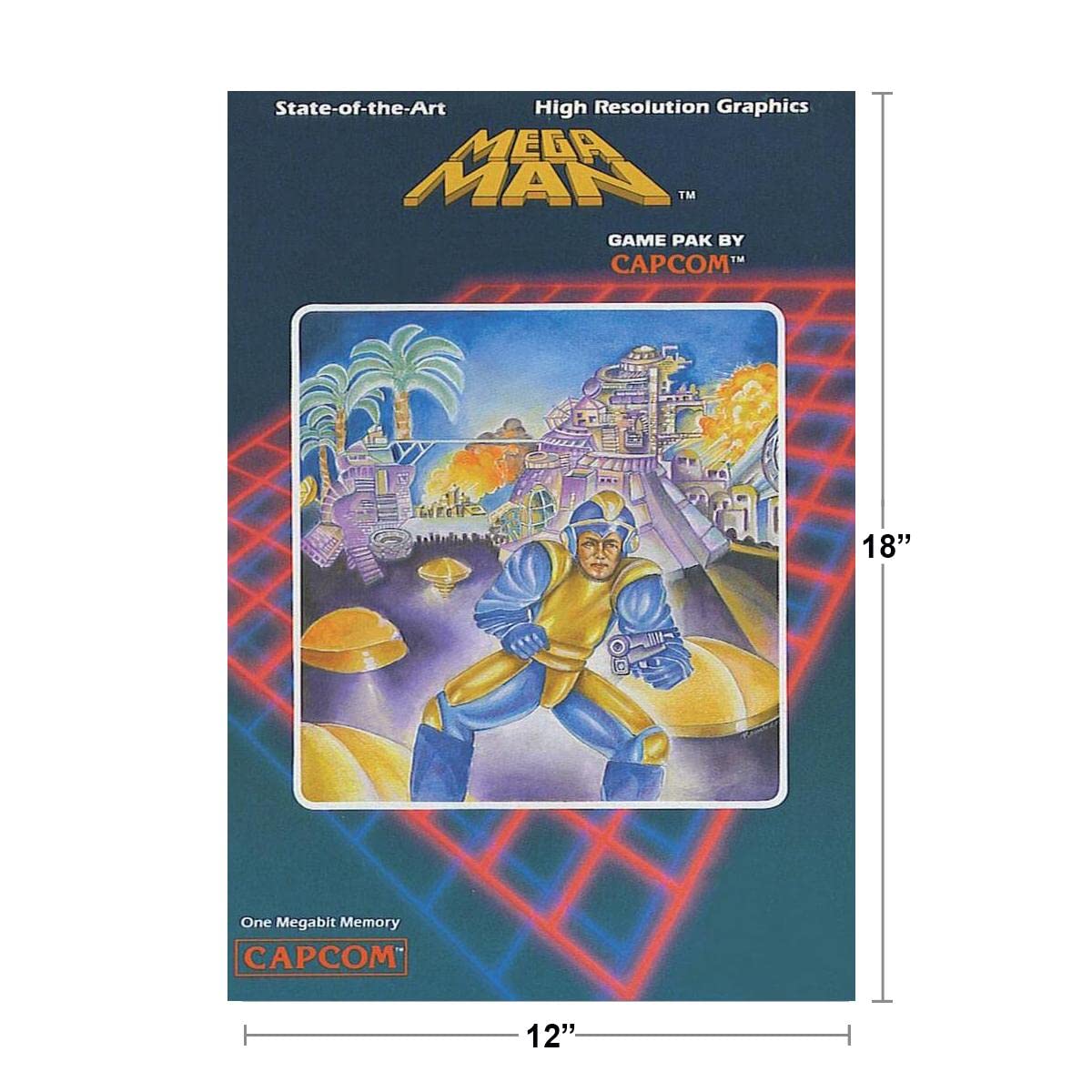 Mega Man NES Cover Box Art Video Game Video Gamer Classic Retro Vintage 80s Gaming MegaMan Capcom Legacy Collection Megaman 11 Mega Man X Dr Wily Cool Wall Art Print Poster 12x18