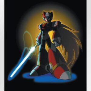 Mega Man Zero Blade Video Game Video Gamer Classic Retro Vintage 90s Gaming MegaMan Capcom Legacy Collection Megaman 11 Mega Man X Dr Wily White Wood Framed Wall Art 14x20