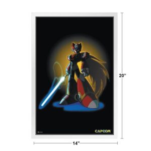 Mega Man Zero Blade Video Game Video Gamer Classic Retro Vintage 90s Gaming MegaMan Capcom Legacy Collection Megaman 11 Mega Man X Dr Wily White Wood Framed Wall Art 14x20