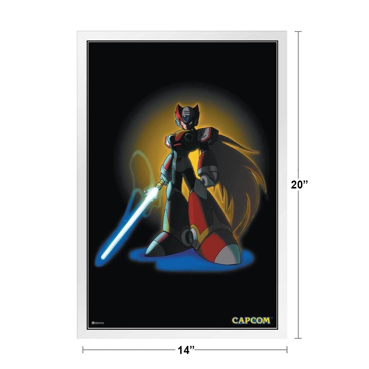 Mega Man Zero Blade Video Game Video Gamer Classic Retro Vintage 90s Gaming MegaMan Capcom Legacy Collection Megaman 11 Mega Man X Dr Wily White Wood Framed Wall Art 14x20