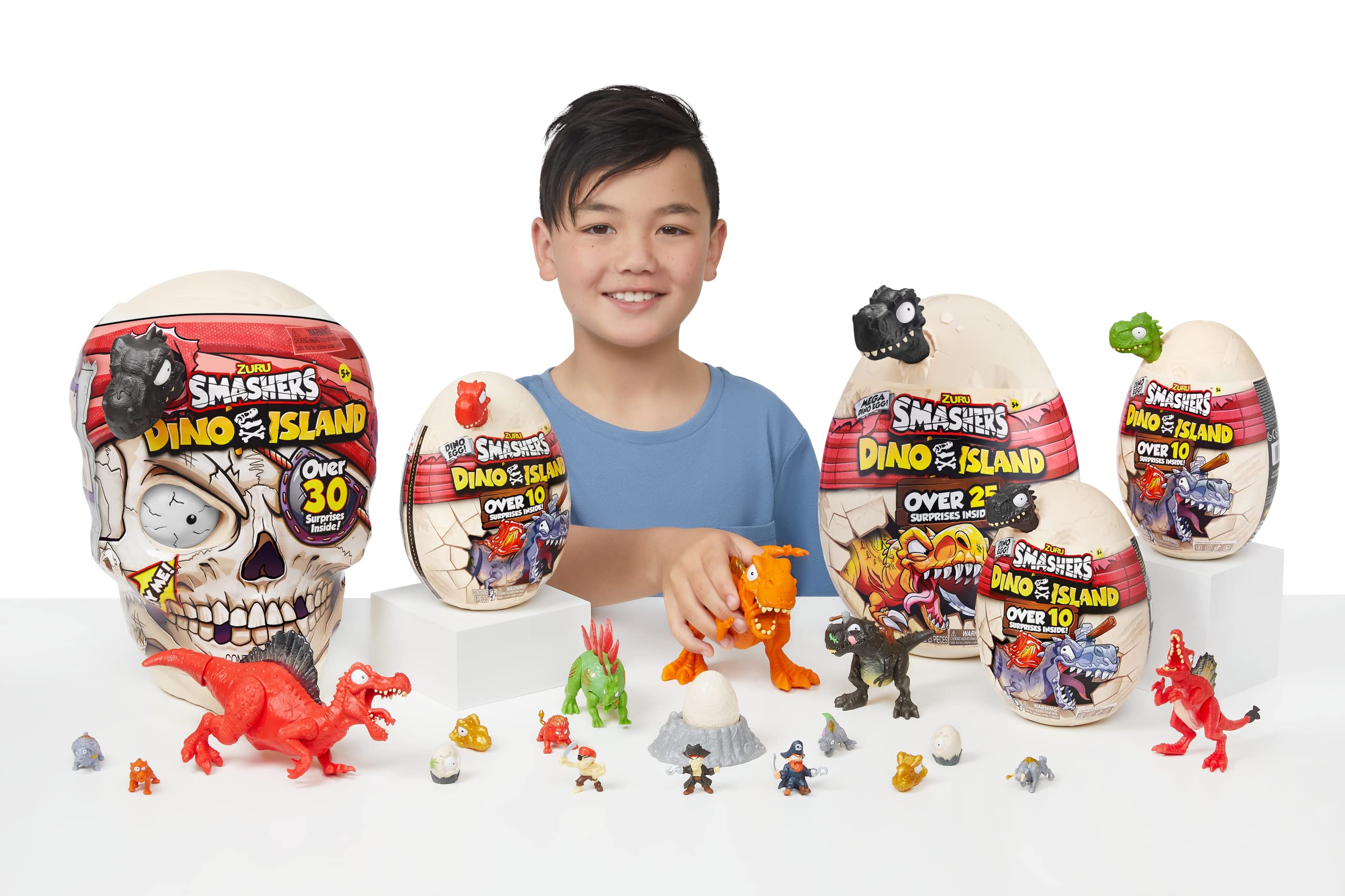 Smashers Dino Island Mini Egg T-Rex by ZURU Prehistoric Discovery Toy with 10 Surprises, Dinosaur Toys, Slime, Sand and More Age 5+