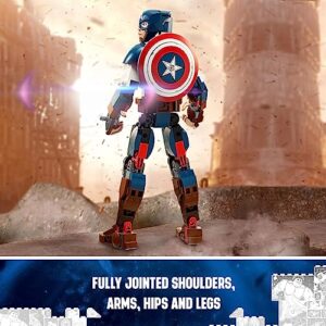 LEGO Marvel Captain America Construction Figure 76258 Buildable Marvel Action Figure, Posable Marvel Collectible with Attachable Shield for Play and Display, Avengers Toy for Boys and Girls Ages 8-12