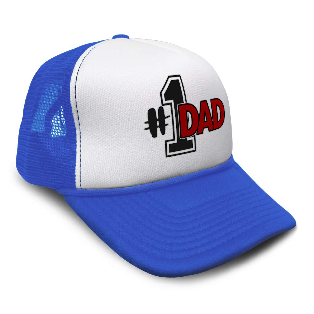 Speedy Pros Trucker Hat #1Dad 1 Daddy Number Dad Father S Day Polyester Snapback Baseball Cap for Men & Women Adjustable Royal Blue