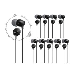 sony mdr-ex15lp fashion color ex series in-ear earbud headphones (black, 10-pack)