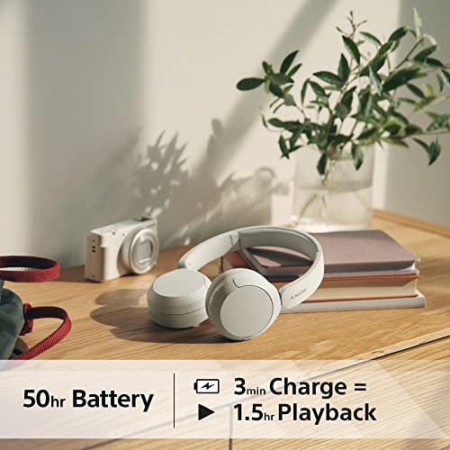 Sony Wireless Bluetooth Headphones - Up to 50 Hours Battery Life with Quick Charge Function, On-Ear Model - WH-CH520W.CE7 - Limited Edition - Matte White