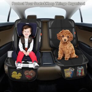 XHYANG Car Seat Protector,Auto Car Seat Protectors Baby Carseat Waterproof & Durable 600D Fabric for Child Baby Car Seat Mat Vehicle Pet Cover 2 Storage Pockets (2 Pack)