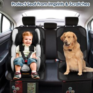 Sinvitron Car Seat Protector for Child Car Seat, Car Seat Mat for Leather Seats, Non-Slip Backing, 2 Mesh Pockets,Waterproof Seat Covers for Cars,Vehicles, Baby (1-Pack)