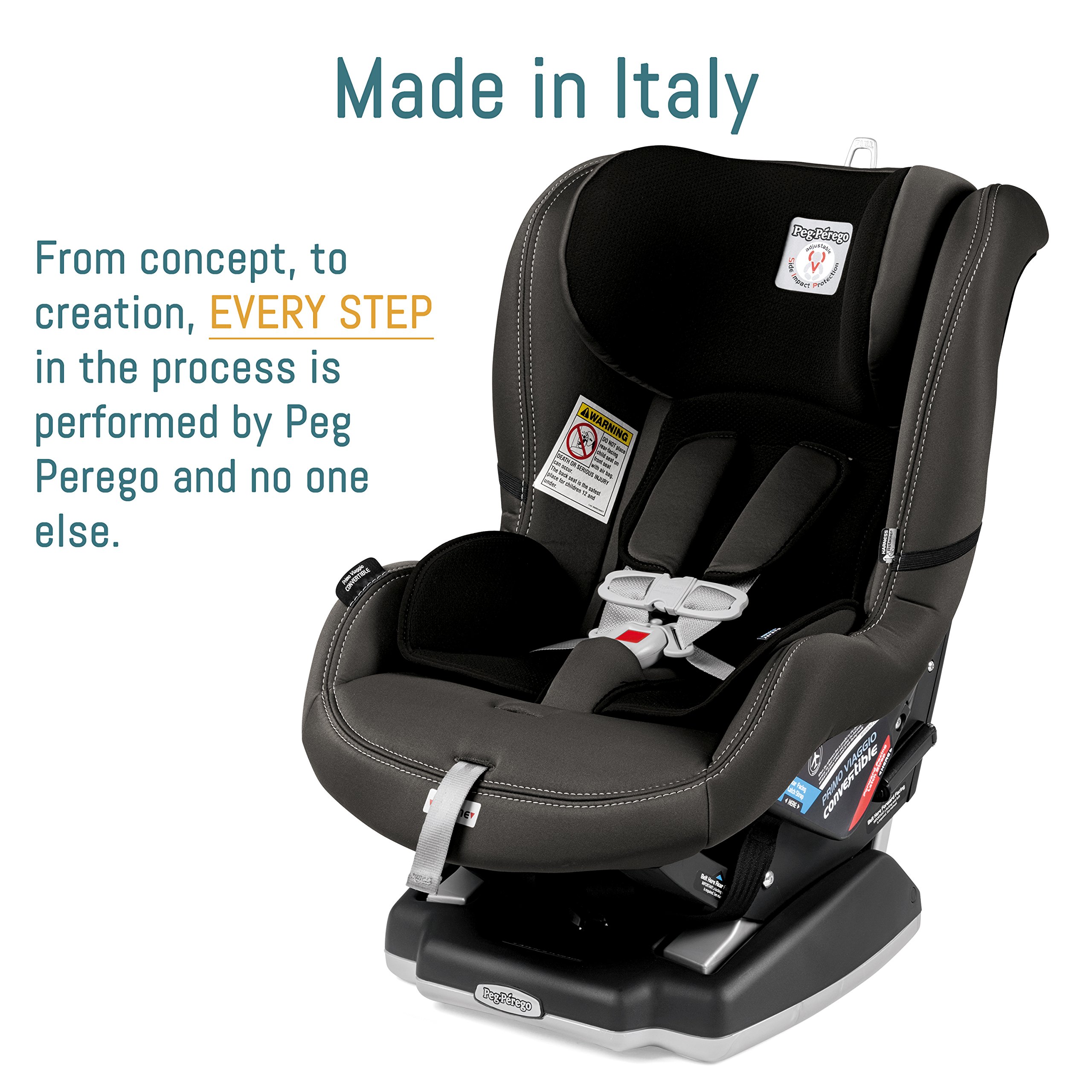 Peg Perego Primo Viaggio Convertible - Reversible Car Seat - Rear Facing for Children 5 to 45 lbs and Forward Facing for Children 22 to 65 lbs - Made in Italy - Atmosphere (Grey)