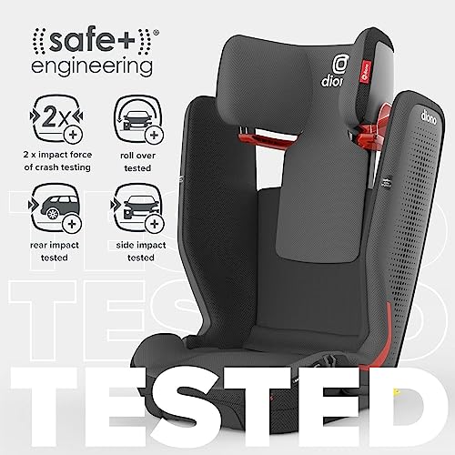 Diono Monterey 5iST FixSafe High Back Booster Car Seat with Expandable Height and Width, Compact Fold to Full Size Booster, Foldable, Portable Booster for Go-Anywhere Travel, Gray Slate