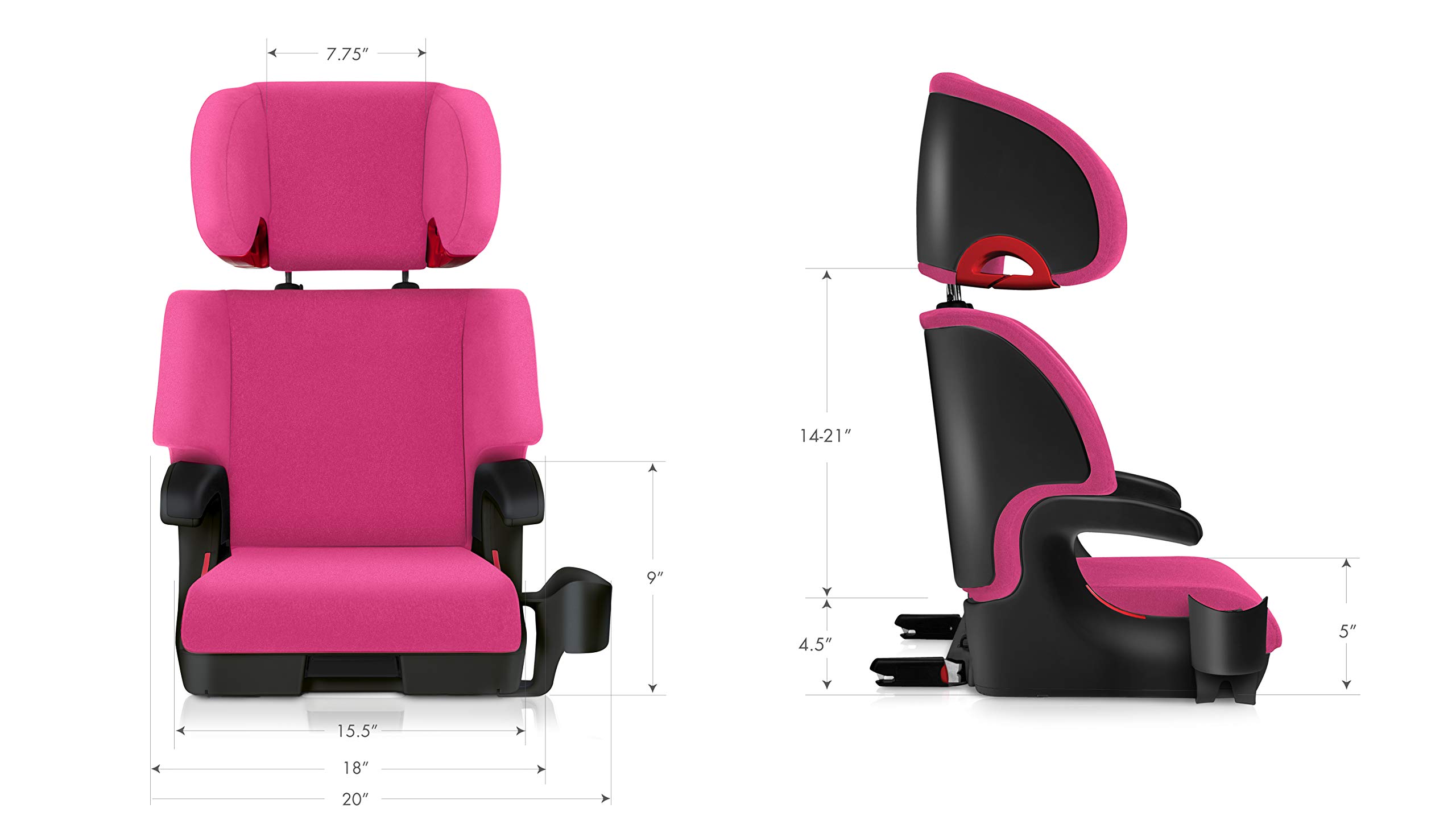 Clek Oobr High Back Booster Seat with Adjustable Headrest, Reclining Design, LATCH System, and Retardant-Free Fabric, Thunder