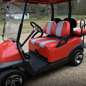 Club Car Precedent "STAPLE ON" Golf Cart Seat Cover With Matching Rear Facing Seat Cover (2 Stripe)