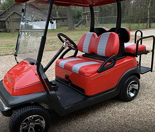 Club Car Precedent "STAPLE ON" Golf Cart Seat Cover With Matching Rear Facing Seat Cover (2 Stripe)