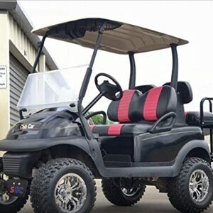 Club Car Precedent "STAPLE ON" Golf Cart Seat Cover With Matching Rear Facing Seat Cover (2 Stripe)