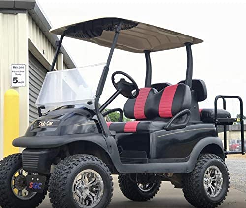 Club Car Precedent "STAPLE ON" Golf Cart Seat Cover With Matching Rear Facing Seat Cover (2 Stripe)