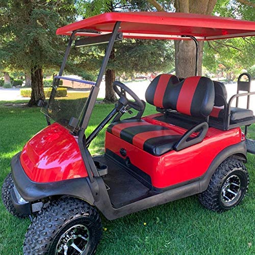 Club Car Precedent "STAPLE ON" Golf Cart Seat Cover With Matching Rear Facing Seat Cover (2 Stripe)