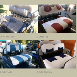 Custom Deluxe Golf Cart Seat Covers- Staple On (White w Red Carbon Fiber Stripes) (Club Car Precedent (Front & Rear Set))