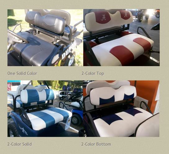 Custom Deluxe Golf Cart Seat Covers- Staple On (White w Red Carbon Fiber Stripes) (Club Car Precedent (Front & Rear Set))