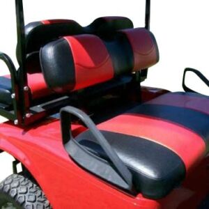 Custom Deluxe Golf Cart Seat Covers- Staple On (White w Red Carbon Fiber Stripes) (Club Car Precedent (Front & Rear Set))