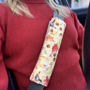 RBG Tribute Car Seatbelt Cover Ruth Bader Ginsburg Feminist, 100% Cotton Washable Padded Soft, Made in USA, Seat Belt Shoulder Strap Cushion, Neck Pad (Medium, RGB Bust on Coral)