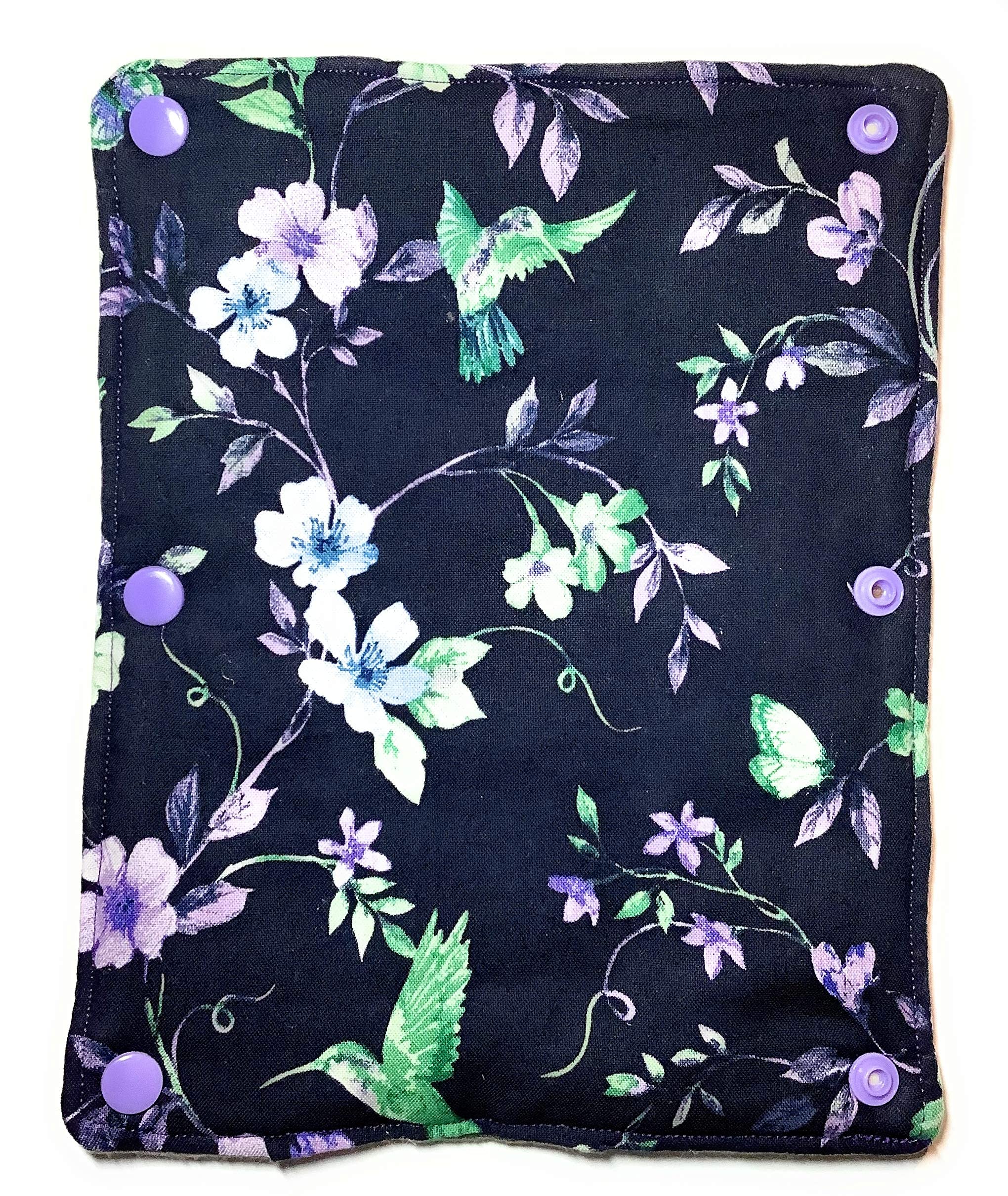 Purple Hummingbird Universal Car Seat Belt Cover, Floral Green Vine Leaf Butterfly Snap Cushion Seatbelt Shoulder Strap Neck Pad, Padded Soft Quilted 100% Cotton More Comfortable Driving, Made in USA