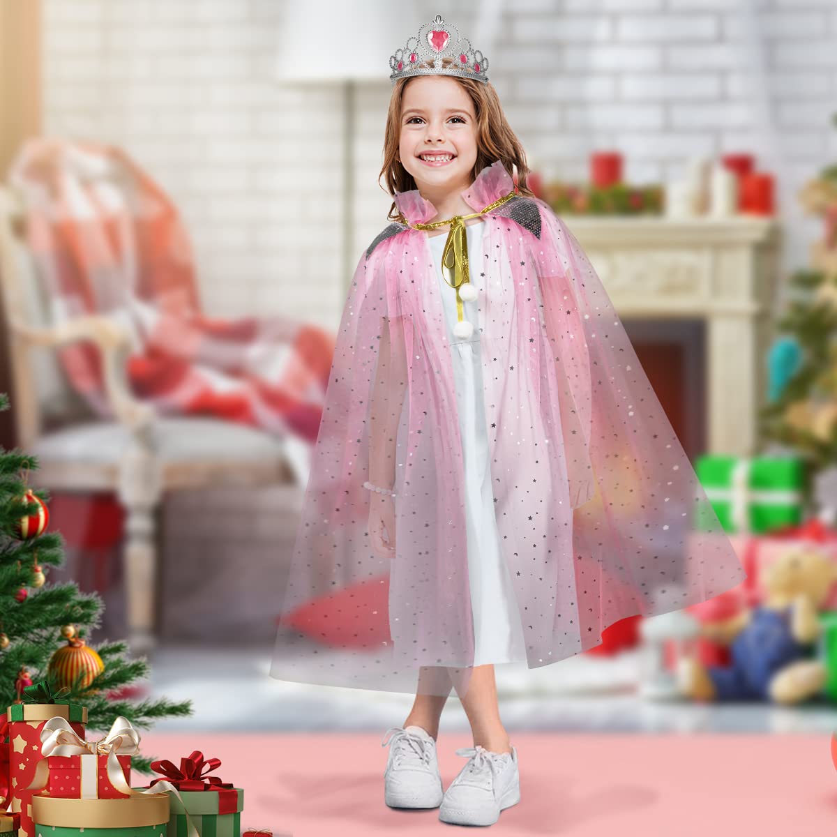 Meland Princess Dress up Clothes for Little Girl, 11Pcs Princess Cape with Crown, Princess Dresses for Girl 3-8 Birthday Gift