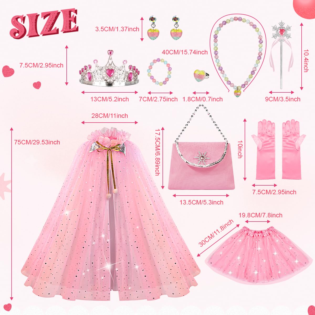 Meland Princess Dress up Clothes for Little Girl, 11Pcs Princess Cape with Crown, Princess Dresses for Girl 3-8 Birthday Gift