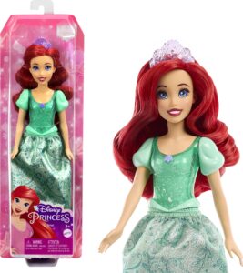 mattel disney princess toys, ariel fashion doll, sparkling look with red hair, blue eyes & tiara accessory, inspired by the little mermaid movie