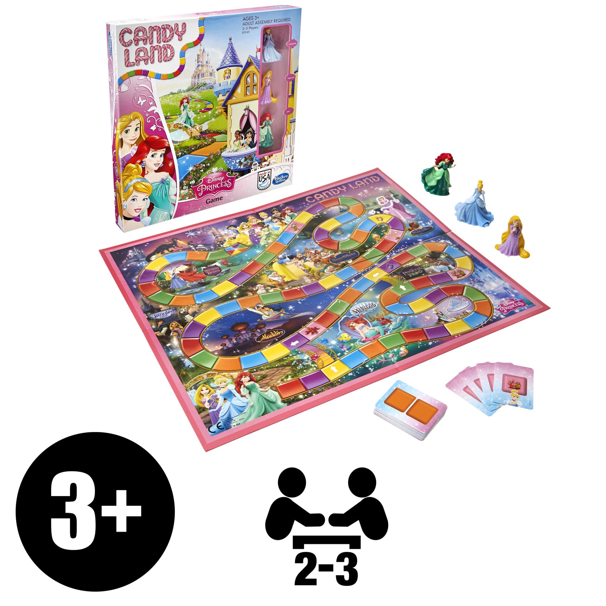 Hasbro Gaming Candy Land Disney Princess Edition Board Game, Preschool Games for 2 to 3 Players, Family Games for Kids Ages 3 and Up (Amazon Exclusive)