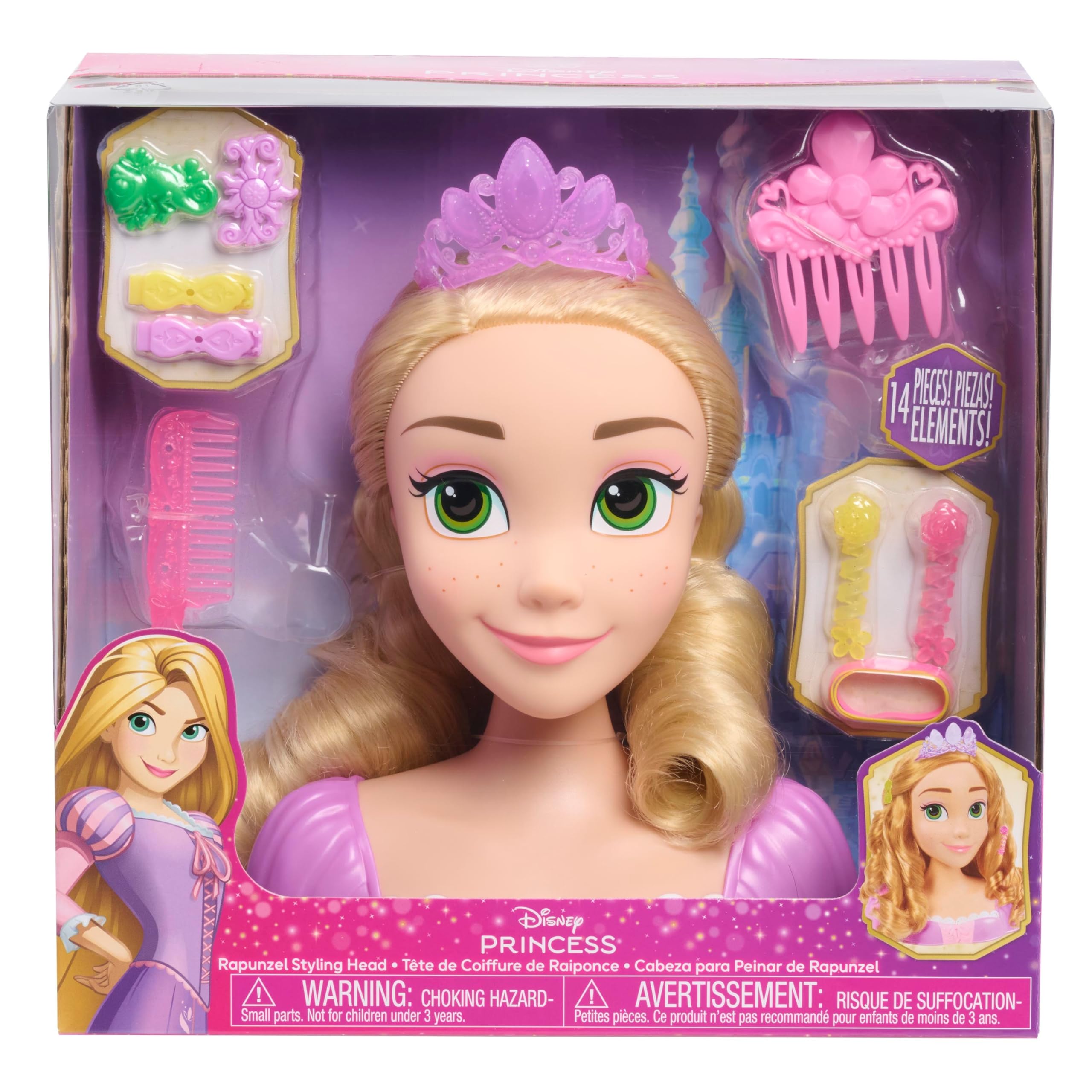 Disney Princess Rapunzel Styling Head, 14-pieces, Pretend Play, Kids Toys for Ages 3 Up by Just Play