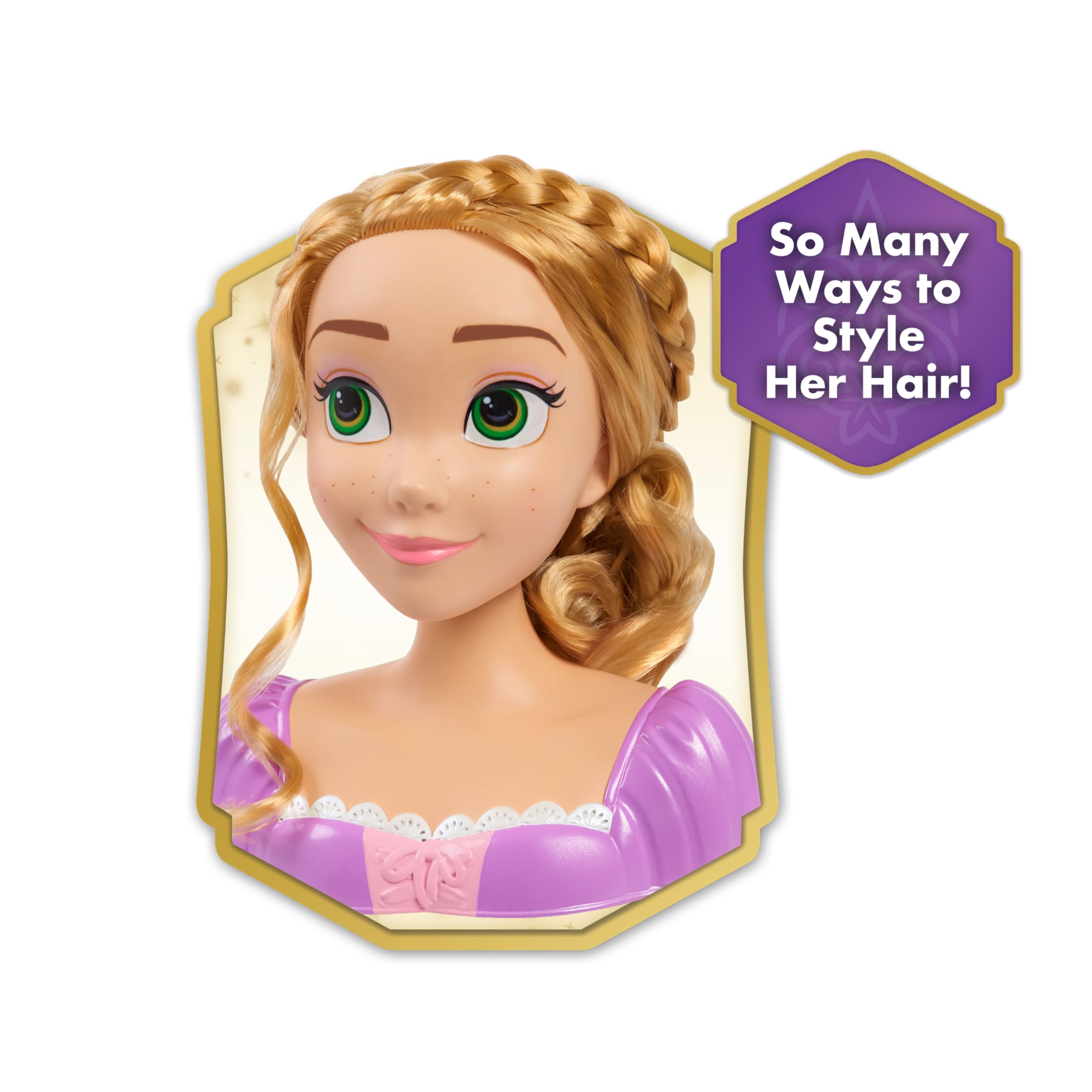 Disney Princess Rapunzel Styling Head, 14-pieces, Pretend Play, Kids Toys for Ages 3 Up by Just Play