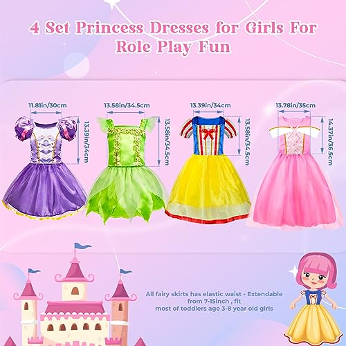 Meland Princess Dress Up - Princess Dress for Girls with Princess Toys, Christmas Birthday Gift for Toddler Girls Age 3-8