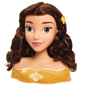 Disney Princess Belle Styling Head, Brown Hair, 10 Piece Pretend Play Set, Beauty and the Beast, Officially Licensed Kids Toys for Ages 3 Up by Just Play