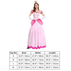 Womens Halloween Costumes: Princess Halloween Costume for Women Role Play Pink Princess Dress with Crown Adult Clothes Set Performance Carnival Party Fancy Dress Up Christmas Outfits Pink Medium