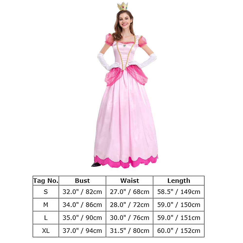 Womens Halloween Costumes: Princess Halloween Costume for Women Role Play Pink Princess Dress with Crown Adult Clothes Set Performance Carnival Party Fancy Dress Up Christmas Outfits Pink Medium