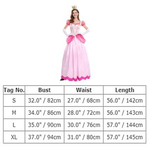 Womens Halloween Costumes: Princess Halloween Costume for Women Role Play Pink Princess Dress with Crown Adult Clothes Set Performance Carnival Party Fancy Dress Up Christmas Outfits Pink Medium