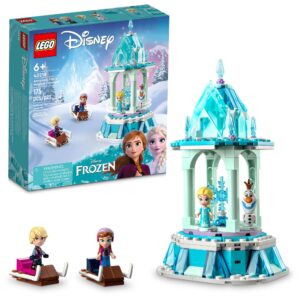 lego disney frozen anna and elsa’s magical carousel 43218 ice palace building toy set with disney princess elsa, anna and olaf, great birthday gift for 6 year olds