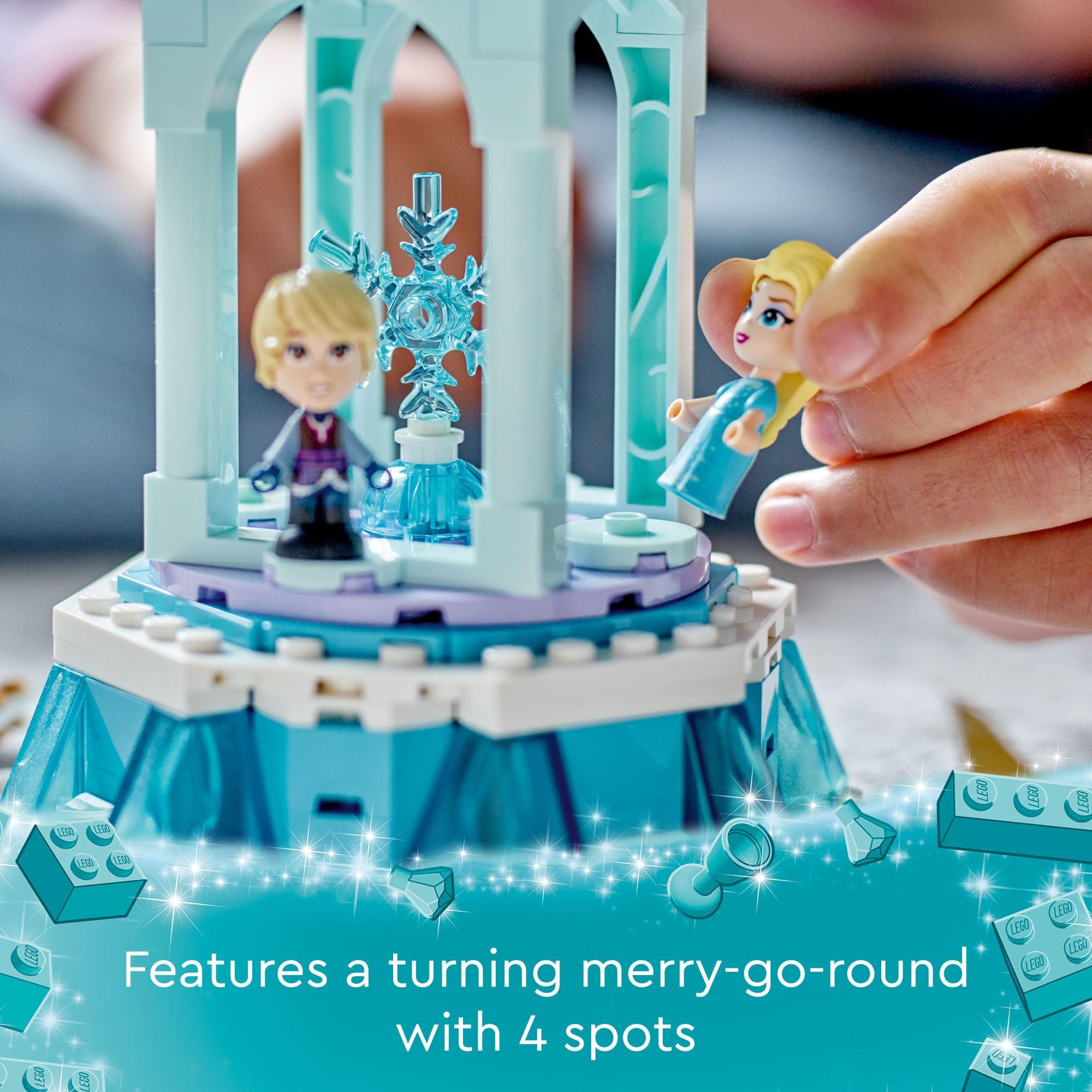 LEGO Disney Frozen Anna and Elsa’s Magical Carousel 43218 Ice Palace Building Toy Set with Disney Princess Elsa, Anna and Olaf, Great Birthday Gift for 6 Year Olds