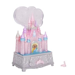 Disney Princess Jewelry Box for Girls Disney 100th Celebration Princess Castle Keepsake Jewelry Box with Music & Firework-Like Light Show, Plays Song “A Dream Is a Wish Your Heart Makes”