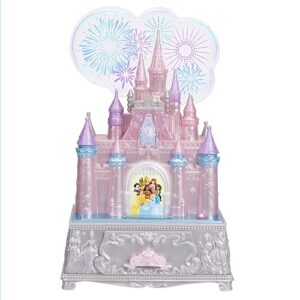 disney princess jewelry box for girls disney 100th celebration princess castle keepsake jewelry box with music & firework-like light show, plays song “a dream is a wish your heart makes”