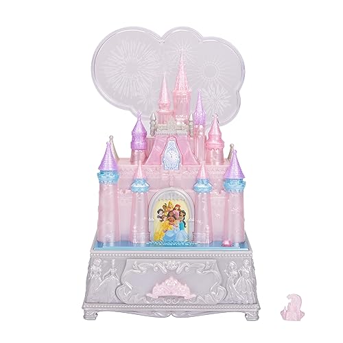 Disney Princess Jewelry Box for Girls Disney 100th Celebration Princess Castle Keepsake Jewelry Box with Music & Firework-Like Light Show, Plays Song “A Dream Is a Wish Your Heart Makes”